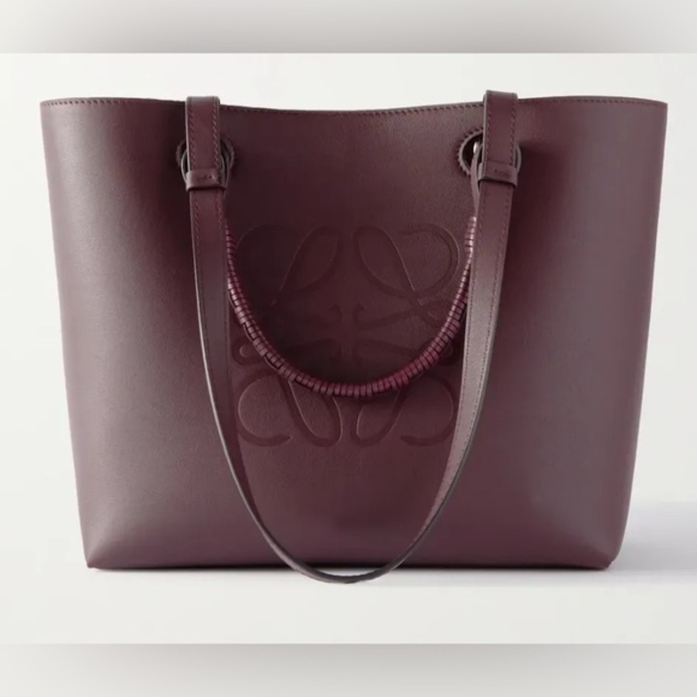 Loewe Leather Anagram Tote Plum Small